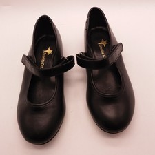 Tap Shoes Black Strap Fastening Junior Children's UK 10  h16