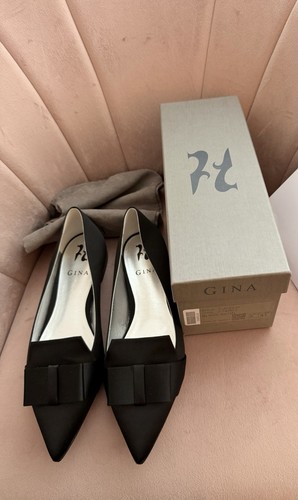 Gina black satin shoes - black,