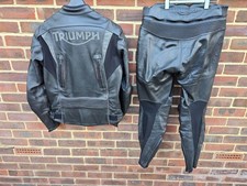 Mens Motorcycle Leather Racing Two Piece Suit Motorbike Riding Jacket + Trousers