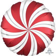 Red White Swirl Foil Balloon
