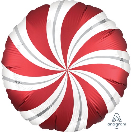 Red white swirl foil - red, balloon