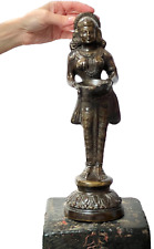 ANTIQUE BRONZE DEITY DEEPALAKSHMI SOUTH INDIAN LOST WAX CASTING CHOLA  19th c
