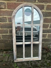 50% OFF Imperfect 70cm Gothic Round Style White Distressed Garden Mirror