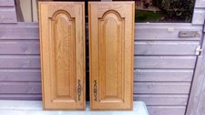 1 pair of solid med oak kitchen cabinet doors 730mm h x 296mm w  vgc