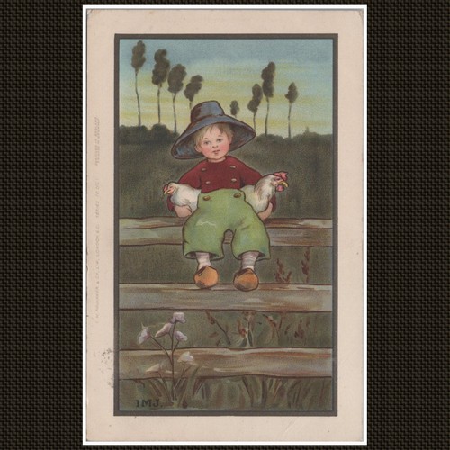 Child with two chickens - child,