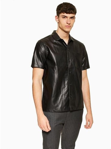 Trendy men black leather - black,