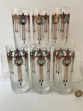 GLASSBOR CZECH REPUBLIC ART NOUVEAU SET OF 6 TUMBLER GLASSES SUPERB