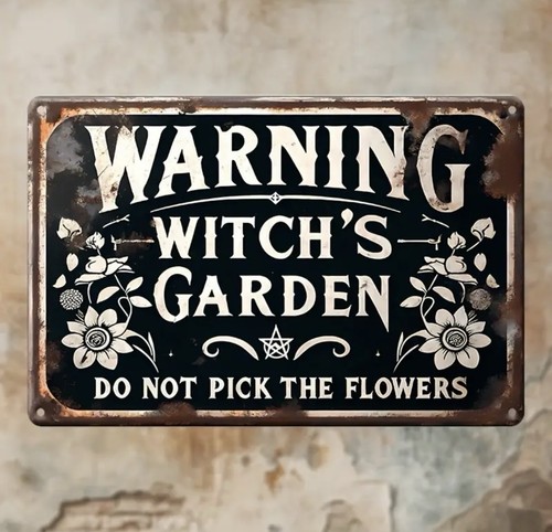 Witches garden warning wooden - witches,