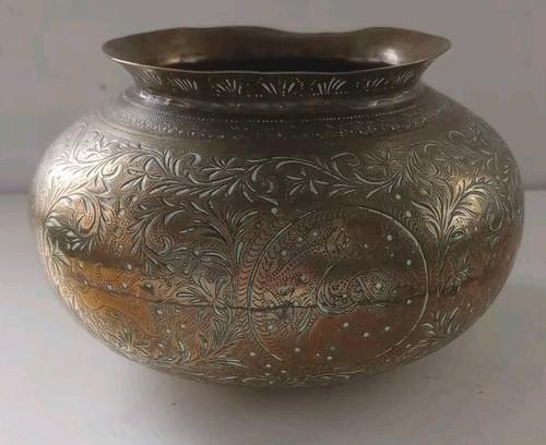 Vintage brass pot - vintage,