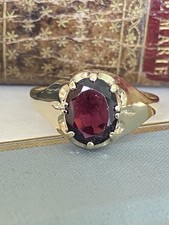 Gents 9ct Gold & Garnet  Gypsy