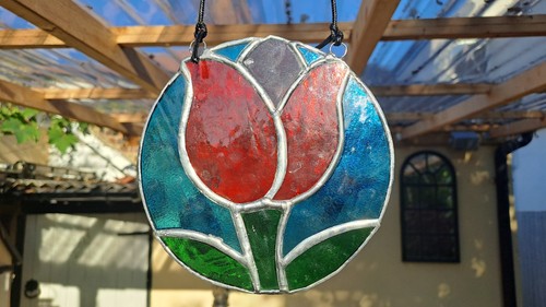 Stained glass tulip - tulip, flower
