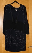 GHOST (Tanya Sarne?) Medium Black/Silver Long V Neck Tunic Top (Dress?) 46" CH