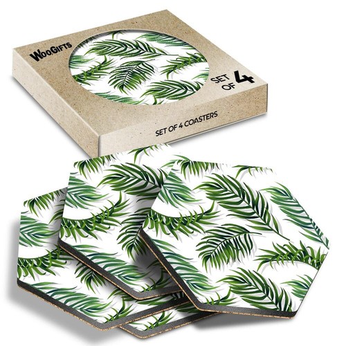 Hexagon mdf coaster tropical - mdf,