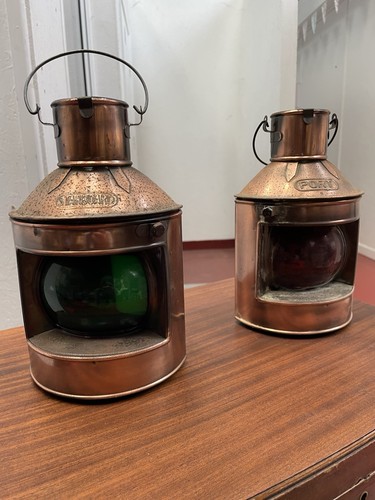Pair copper ship lanterns - pair, ship’s