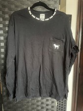 Victoria's Secret PINK black loose long sleeve t-shirt top size S 