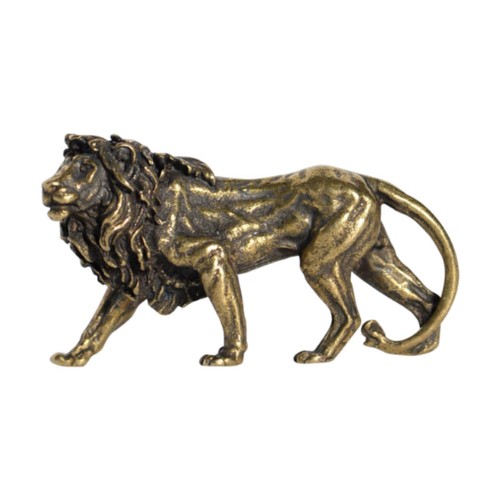 Brass lion figurine mini - brass,