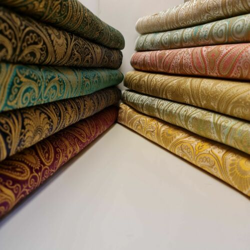 Brocade paisley gold - brocade,