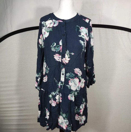 Joules navy floral shirt dress - navy,