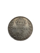 1919 SILVER THREEPENCE KING GEORGE V COIN BRITISH COLLECTION UK CURRENCY