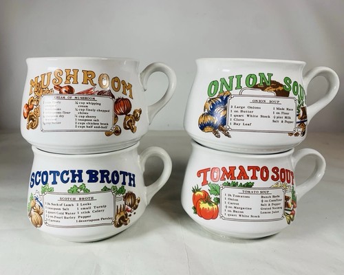 Vintage set recipe soup - 4, mugs