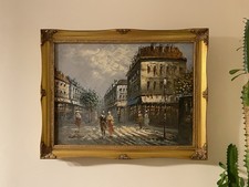 Caroline Burnett Original Framed Oil Painting On Canvas. Parisian Street Scene