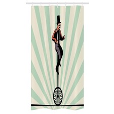 Retro Stall Shower Curtain Citrus Man on Monowheel Art