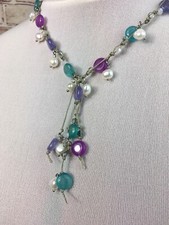 One Button Necklace Costume Jewellery Bead Strand