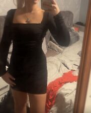 Oh Polly Ladies casual sexy mini dress size 6 black ruched long sleeve New