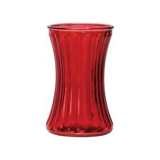 Red Pleated Glass Flower Vase
