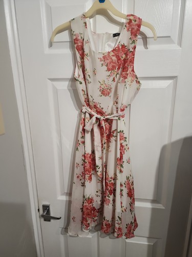 White dress with red - white,