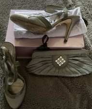 COAST Grey Satin Shoes & Clutch Bag