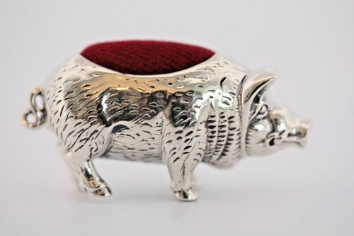 Pig piggy silver pin - silver,