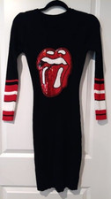 The Rolling Stones Sequin Logo Mini Sweater Dress Women S/M Stretch Concert Wear