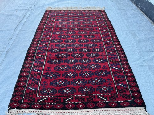 Red afghan hand - afghan, knotted