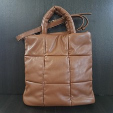 Aqua Camel Brown Quilted Faux