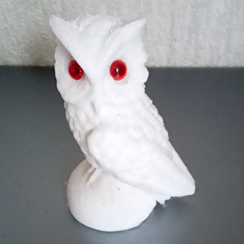 White plastic owl - white, ornament