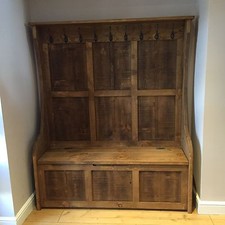 6 ft Rustic High Back Monks Bench/Settle/Pew With Coat Hooks & Storage 