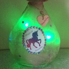 Pink Light up Glass Bottle - Unicorn Magical Dreams - Unique Gift - Home Decor