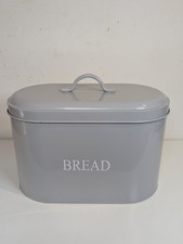 Grey Metal Lidded Bread Bin Storage Container Vintage/Retro Style 