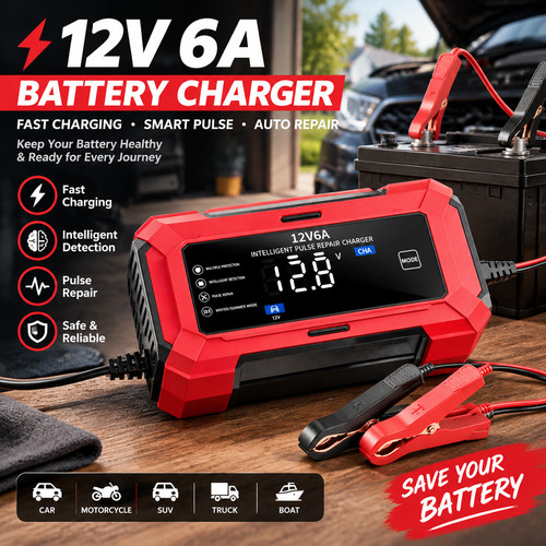 12v car battery lead - 12v, 6a