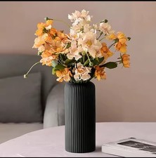 STILREN Black Ceramic Flower Vase | Modern Elegant Home Decor Ornament