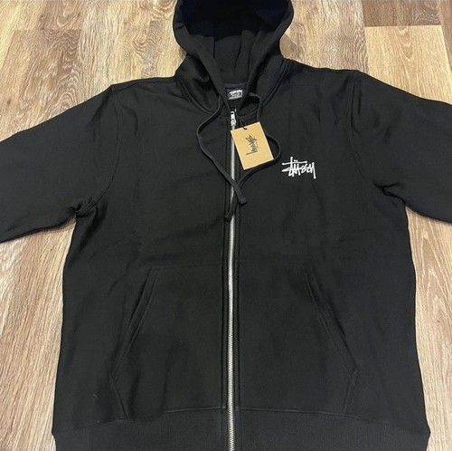Black stussy zip hoodie - black,