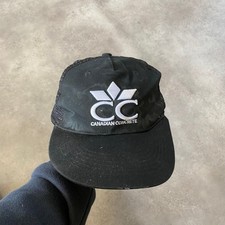 Canadian Concrete Trucker Hat Mens Vintage Embroidered Snapback Cap Black