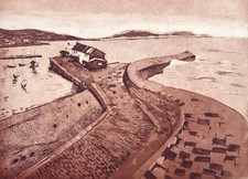 THE COBB LYME REGIS - Limited Edition Pencil Signed Etching - Margaret Clarke