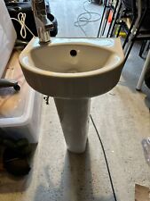 Ceramic Wash Basin with Stand & Chrome Mixer Tap – Perfect for Service Toilets