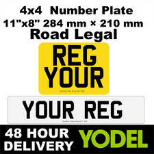 11x8 Square Rear Yellow Number Plates  4x4 Trailer Caravan 100% MOT/ROAD LEGAL