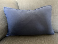 Zara home blue linen Rectangular Cushion Cover 30 X 50cm
