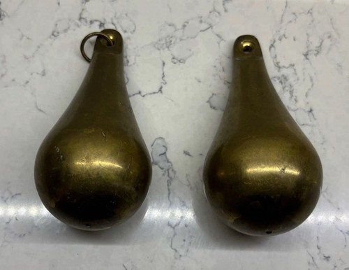 Pair vintage brass pear clock - brass,