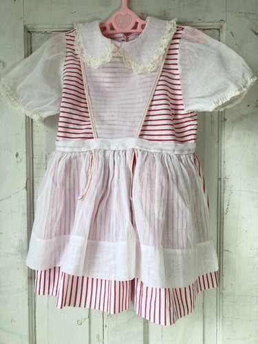 Vtg girls dress red stripe - girls,