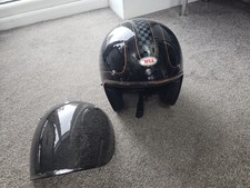 SUPERB BELL CUSTOM 500 CRASH HELMET - EX LARGE OPEN FACE HELMET WITH BLACK VISOR